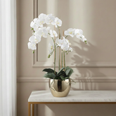 Composition d'Orchidée Artificielle avec vase doré Grand Format